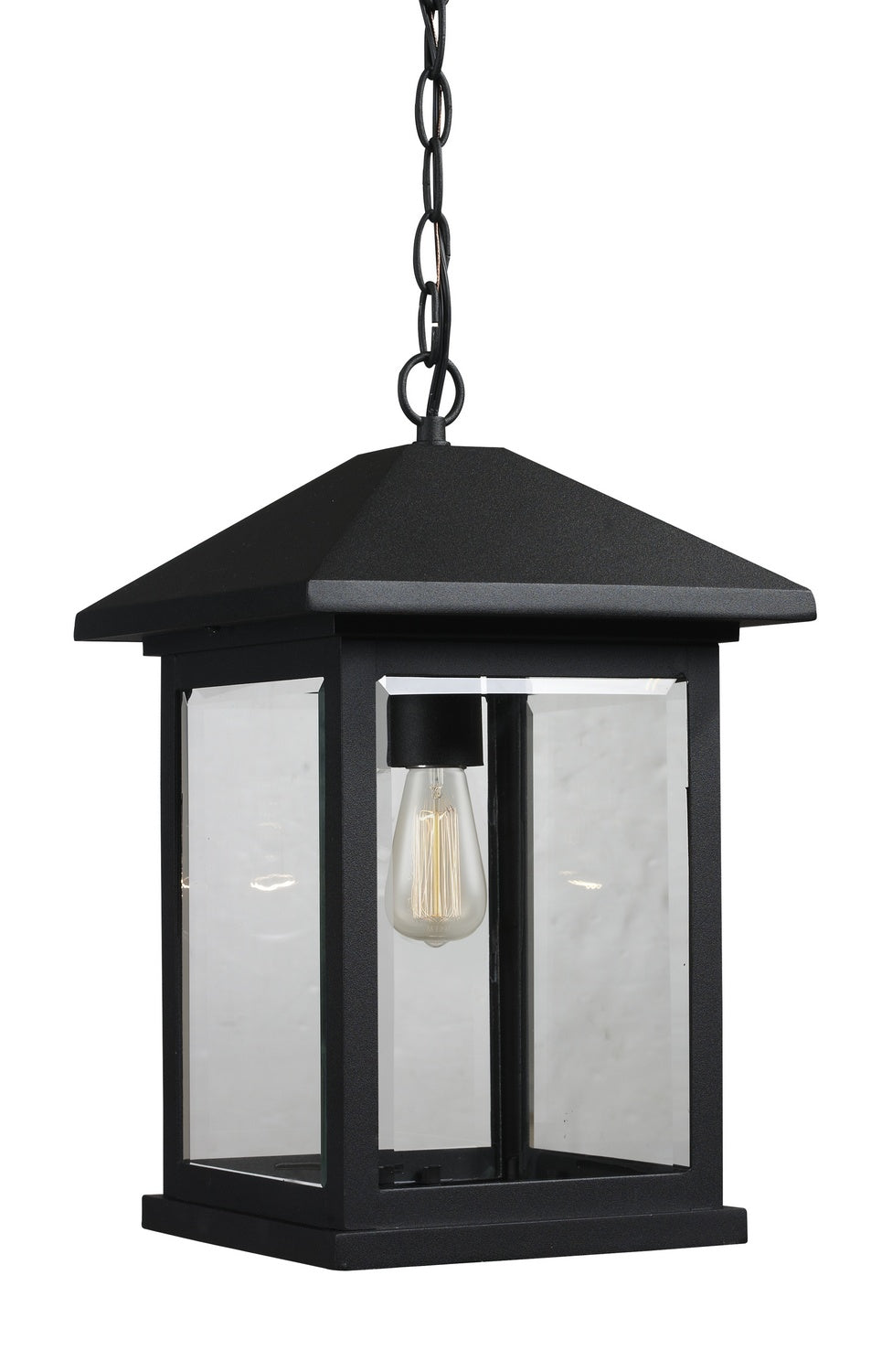 Portland One Light Outdoor Chain Mount Ceiling Fixture in Black - available from The Lighting Shoppe, trusted by Canadian homeowners