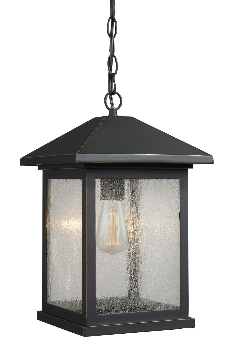 Portland One Light Outdoor Chain Mount Ceiling Fixture in Oil Rubbed Bronze - available from The Lighting Shoppe, trusted by Canadian homeowners