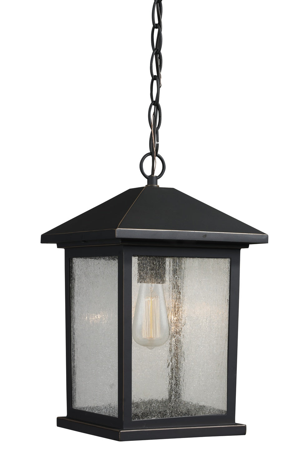 Portland One Light Outdoor Chain Mount Ceiling Fixture in Oil Rubbed Bronze - available from The Lighting Shoppe, trusted by Canadian homeowners