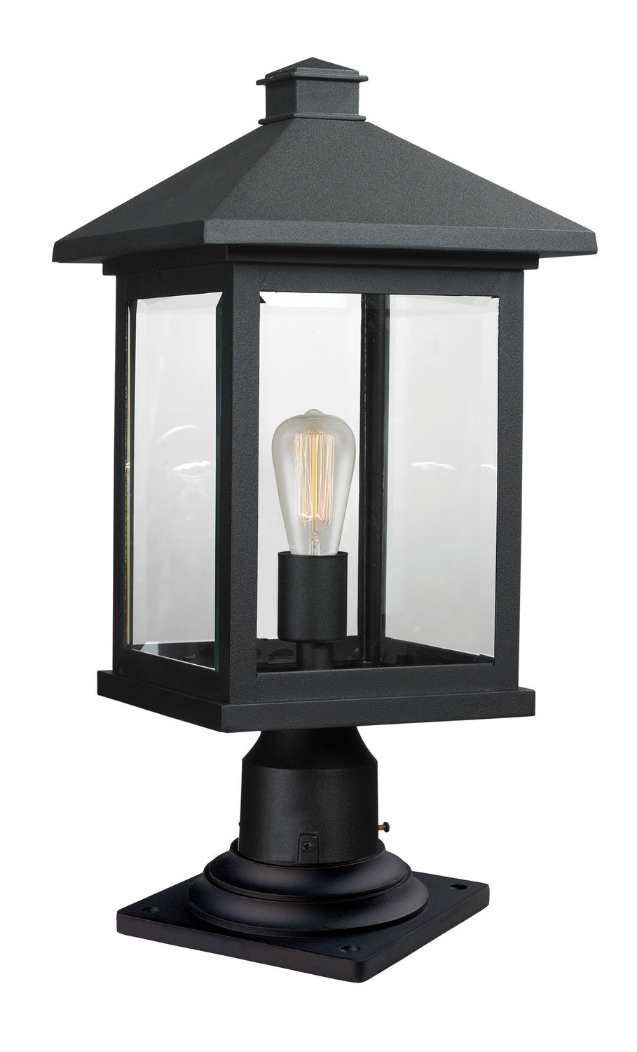 Portland One Light Outdoor Pier Mounted Fixture in Black - available from The Lighting Shoppe, trusted by Canadian homeowners