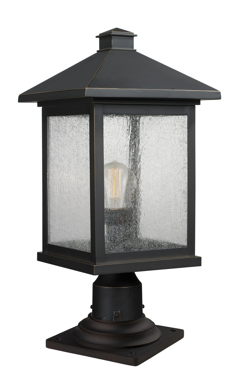 Portland One Light Outdoor Pier Mounted Fixture in Oil Rubbed Bronze - available from The Lighting Shoppe, trusted by Canadian homeowners