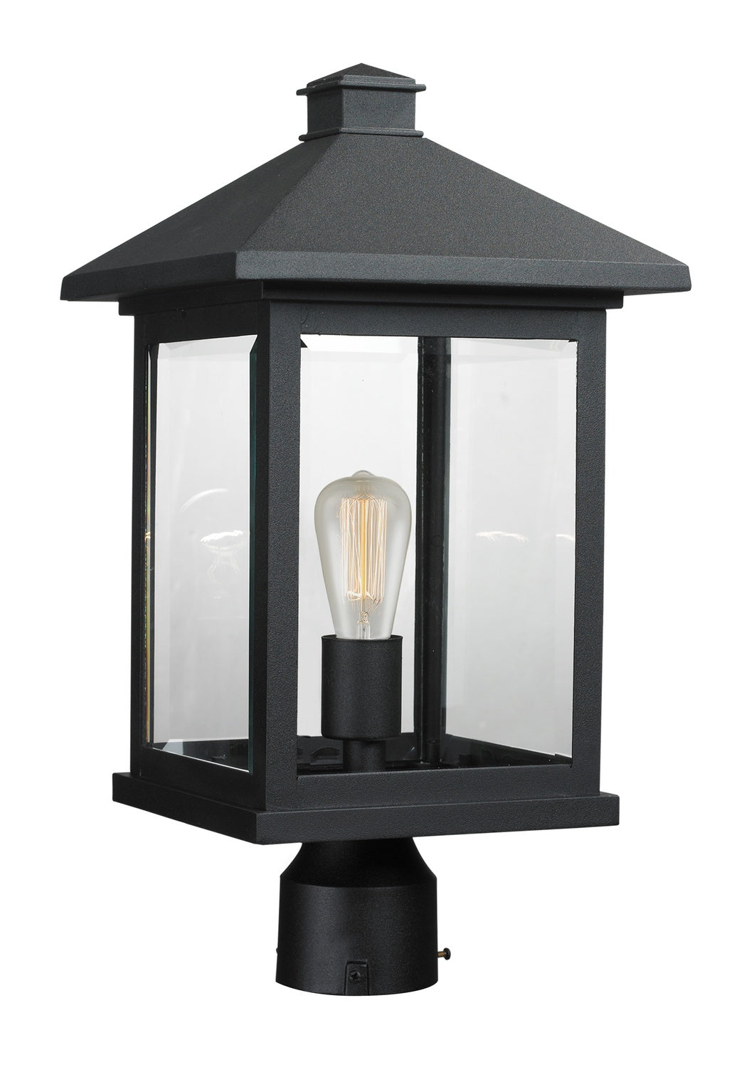 Portland One Light Outdoor Post Mount Fixture in Black - available from The Lighting Shoppe, trusted by Canadian homeowners