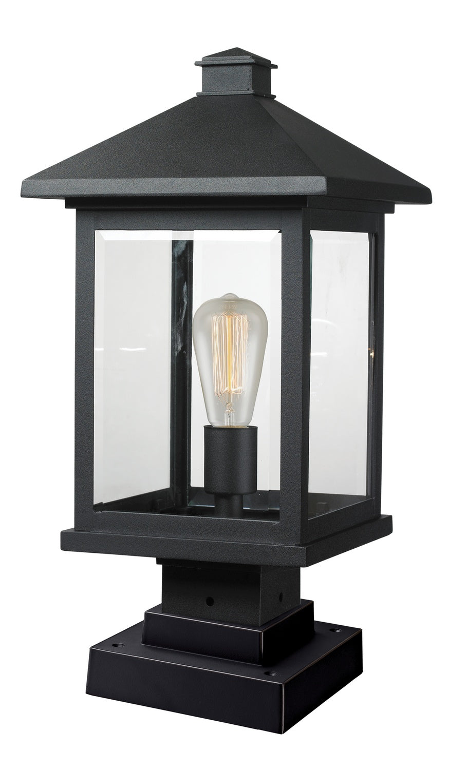Portland One Light Outdoor Pier Mounted Fixture in Black - available from The Lighting Shoppe, trusted by Canadian homeowners