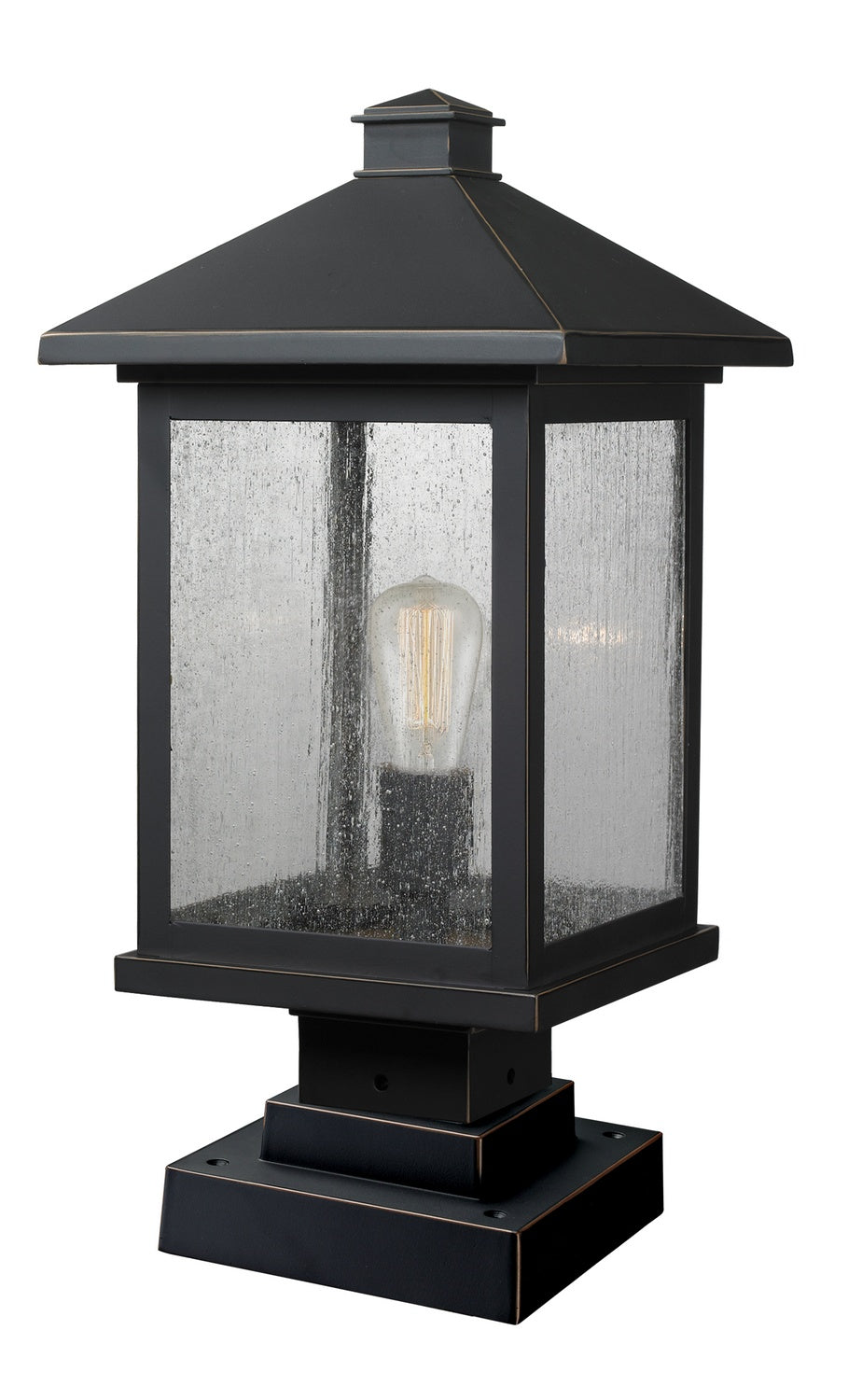 Portland One Light Outdoor Pier Mounted Fixture in Oil Rubbed Bronze - available from The Lighting Shoppe, trusted by Canadian homeowners