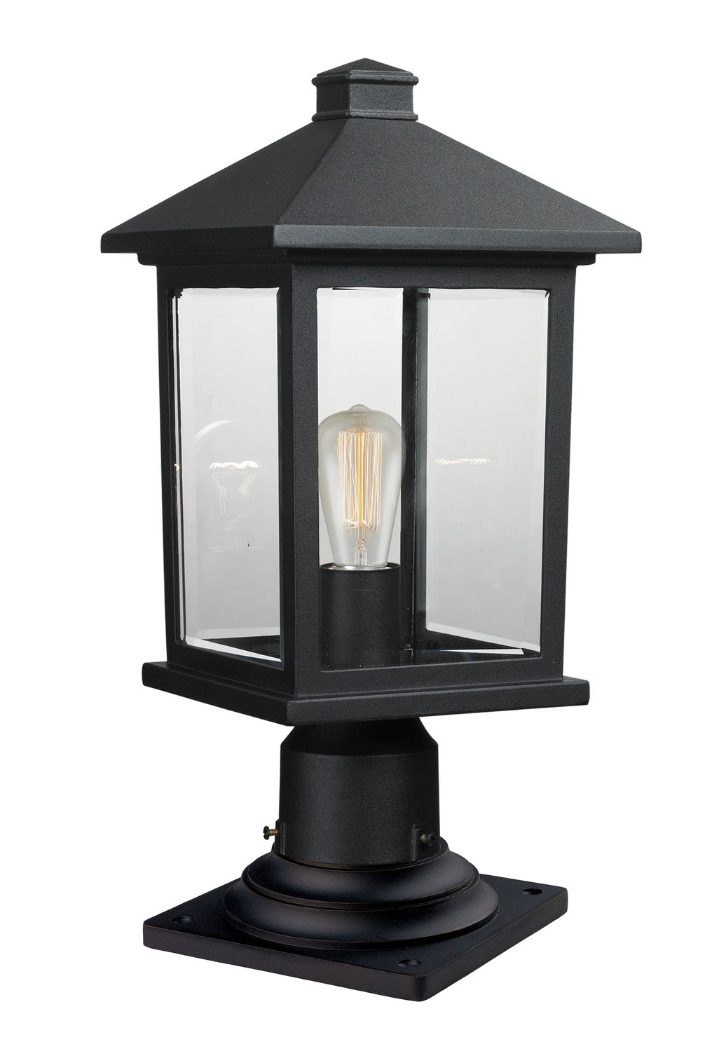 Portland One Light Outdoor Pier Mounted Fixture in Black - available from The Lighting Shoppe, trusted by Canadian homeowners