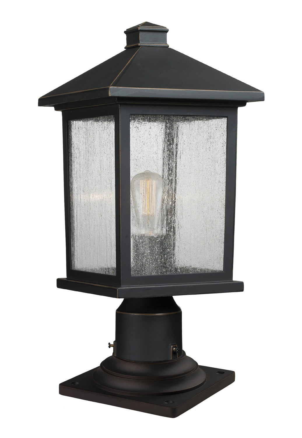 Portland One Light Outdoor Pier Mounted Fixture in Oil Rubbed Bronze - available from The Lighting Shoppe, trusted by Canadian homeowners