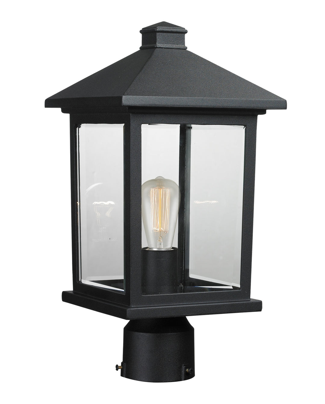 Portland One Light Outdoor Post Mount Fixture in Black - available from The Lighting Shoppe, trusted by Canadian homeowners