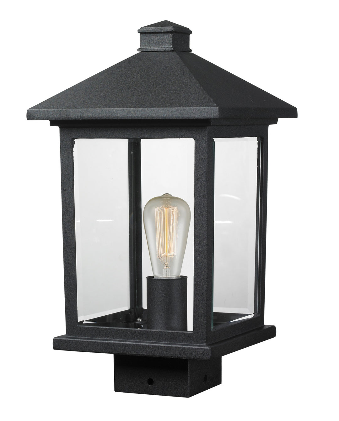 Portland One Light Outdoor Post Mount Fixture in Black - available from The Lighting Shoppe, trusted by Canadian homeowners