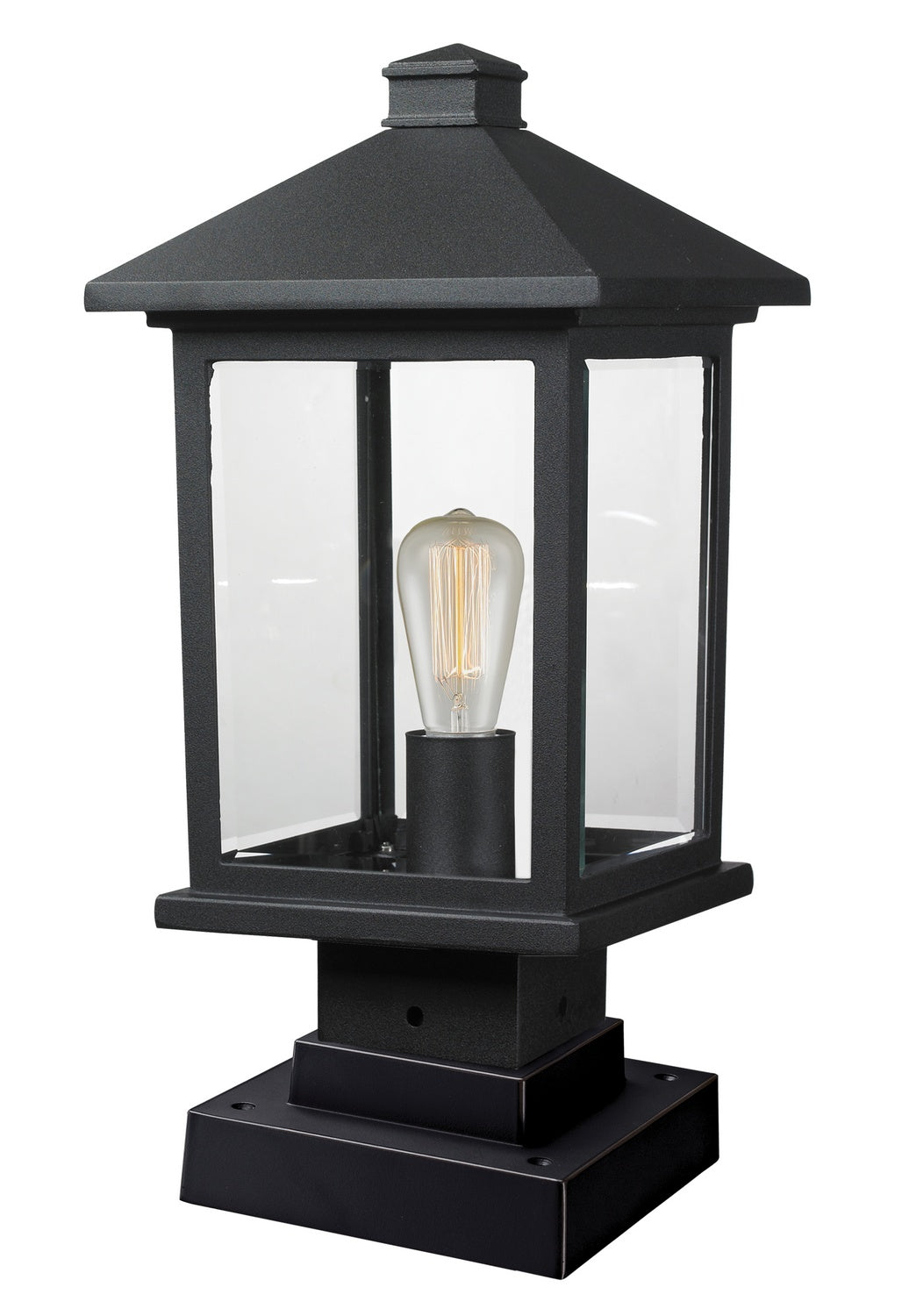 Portland One Light Outdoor Pier Mounted Fixture in Black - available from The Lighting Shoppe, trusted by Canadian homeowners