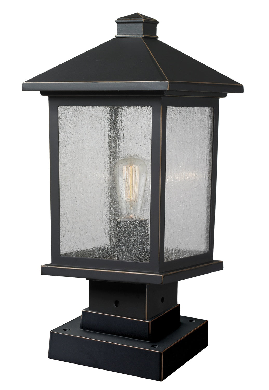 Portland One Light Outdoor Pier Mounted Fixture in Oil Rubbed Bronze - available from The Lighting Shoppe, trusted by Canadian homeowners