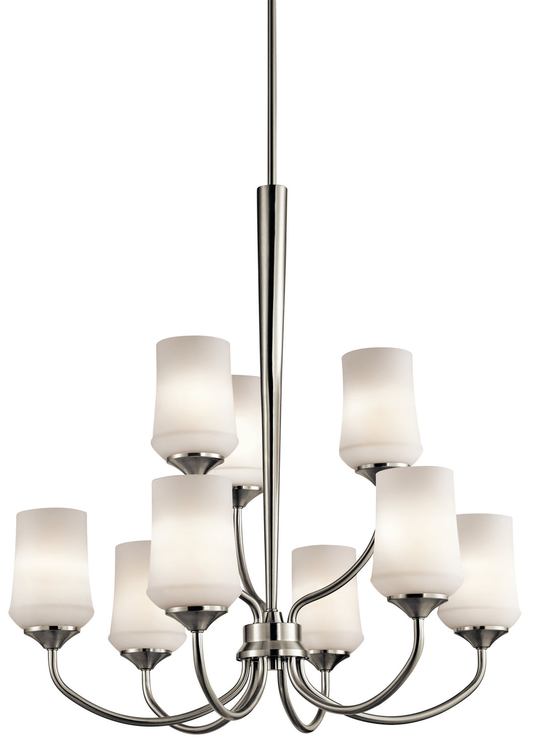 Aubrey Nine Light Chandelier in Brushed Nickel - available from The Lighting Shoppe, trusted by Canadian homeowners