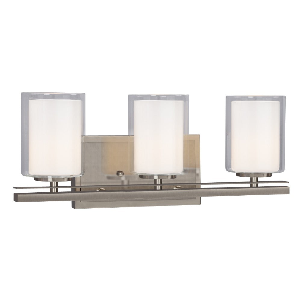 Bradley Three Light Vanity in Brushed Nickel - available from The Lighting Shoppe, trusted by Canadian homeowners