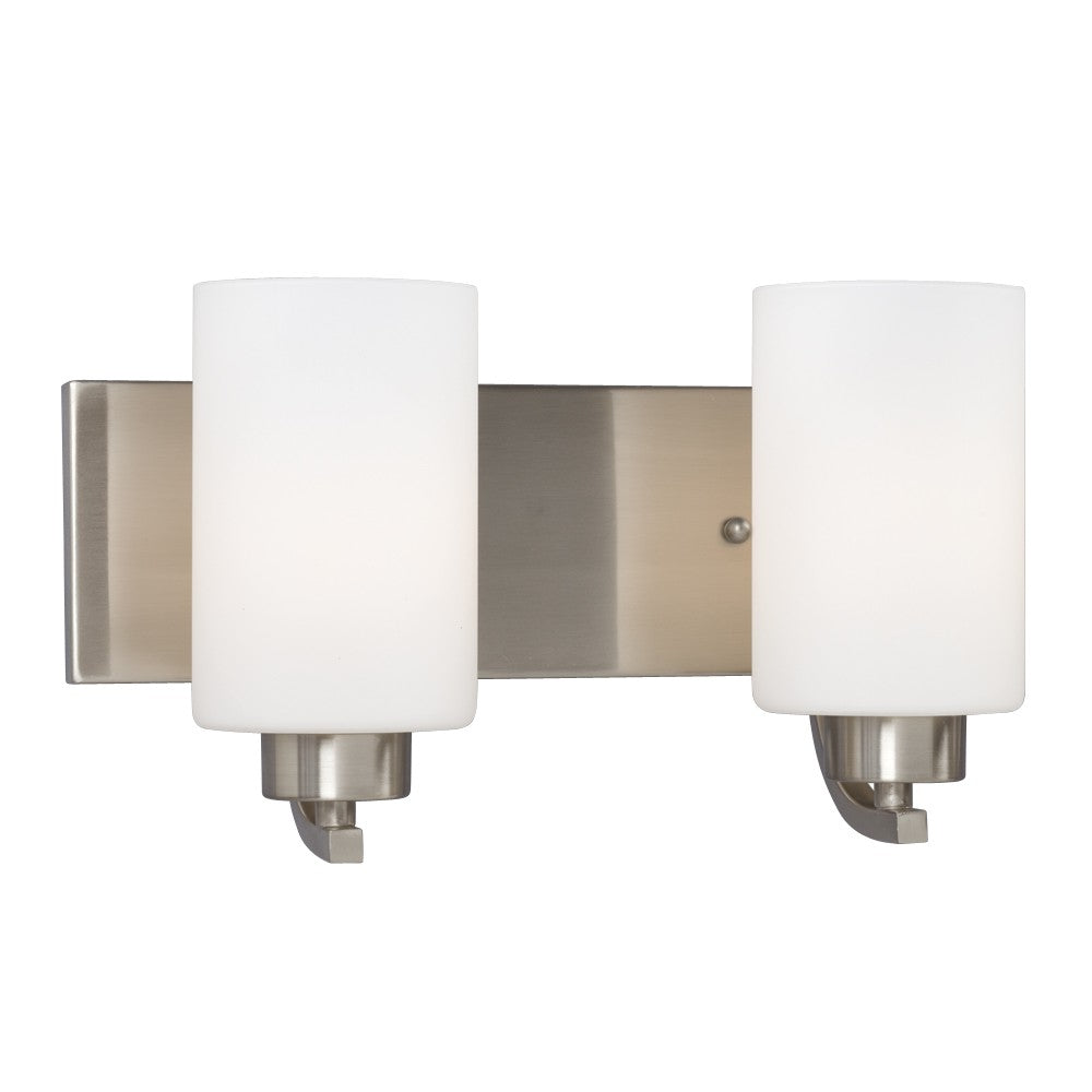 Pittman Two Light Vanity in Brushed Nickel - available from The Lighting Shoppe, trusted by Canadian homeowners