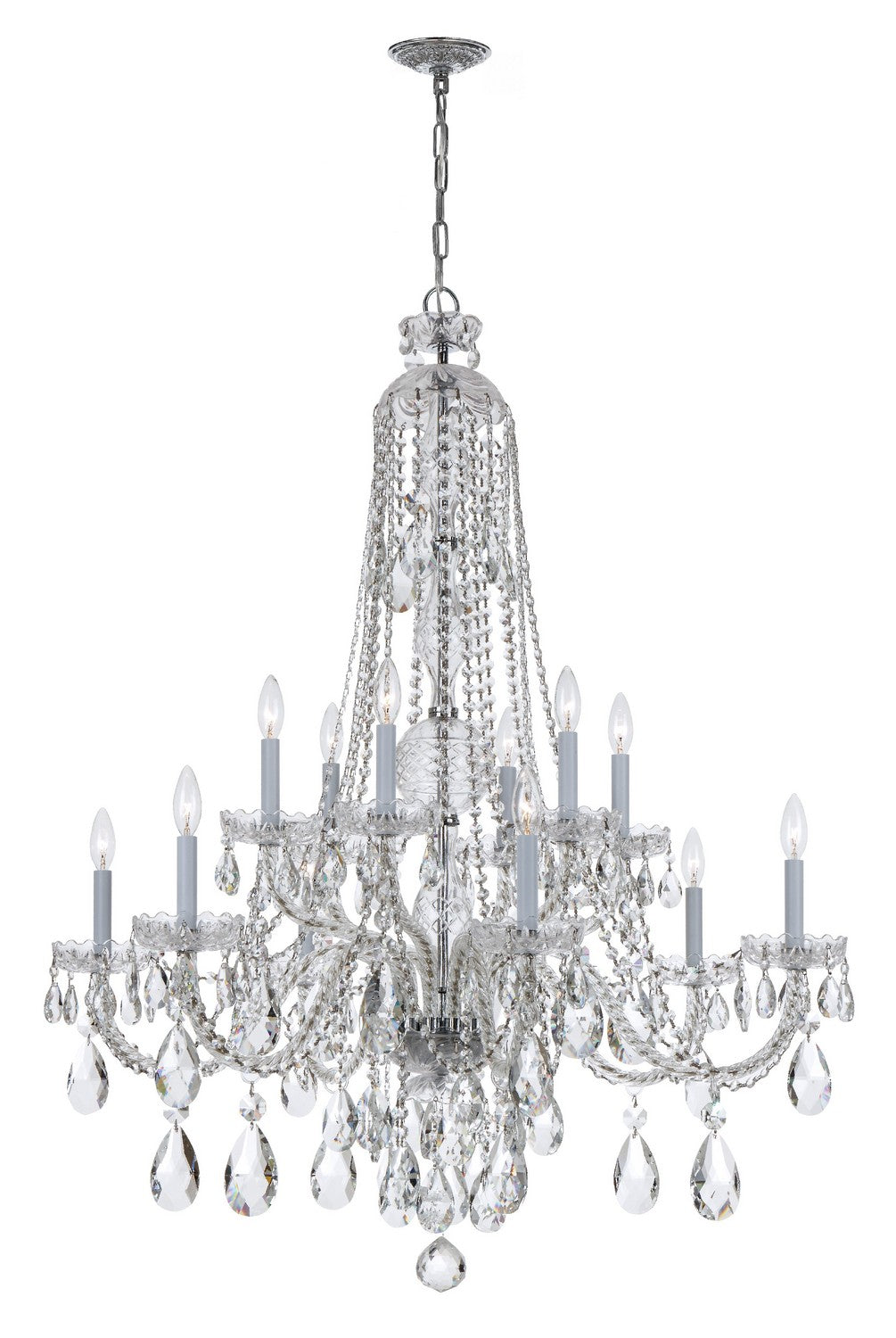 Traditional Crystal 12 Light Chandelier in Polished Chrome - available from The Lighting Shoppe, trusted by Canadian homeowners