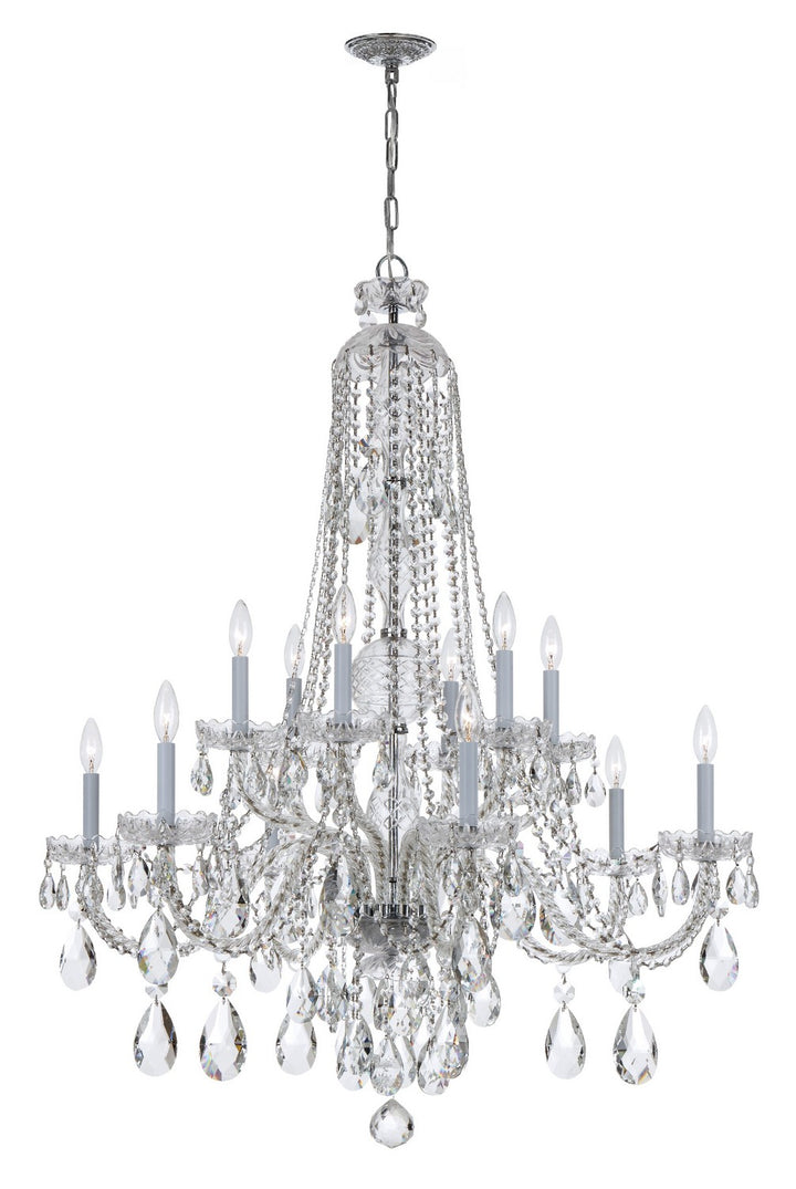 Traditional Crystal 12 Light Chandelier in Polished Chrome - available from The Lighting Shoppe, trusted by Canadian homeowners