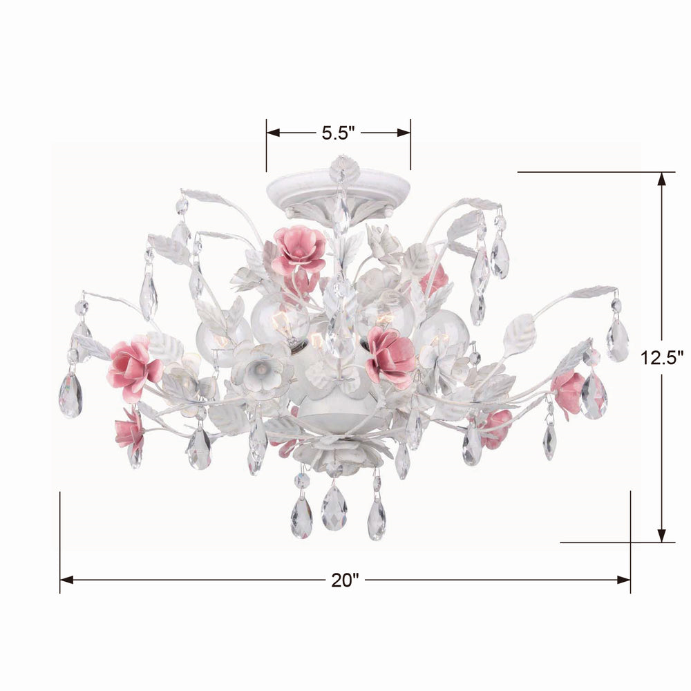 Crystorama - 4850-WW - Six Light Semi Flush Mount - Lola - Wet White