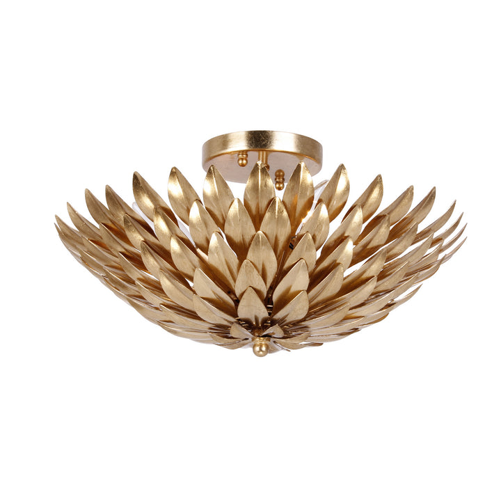 Broche Four Light Semi Flush Mount in Antique Gold - available from The Lighting Shoppe, trusted by Canadian homeowners