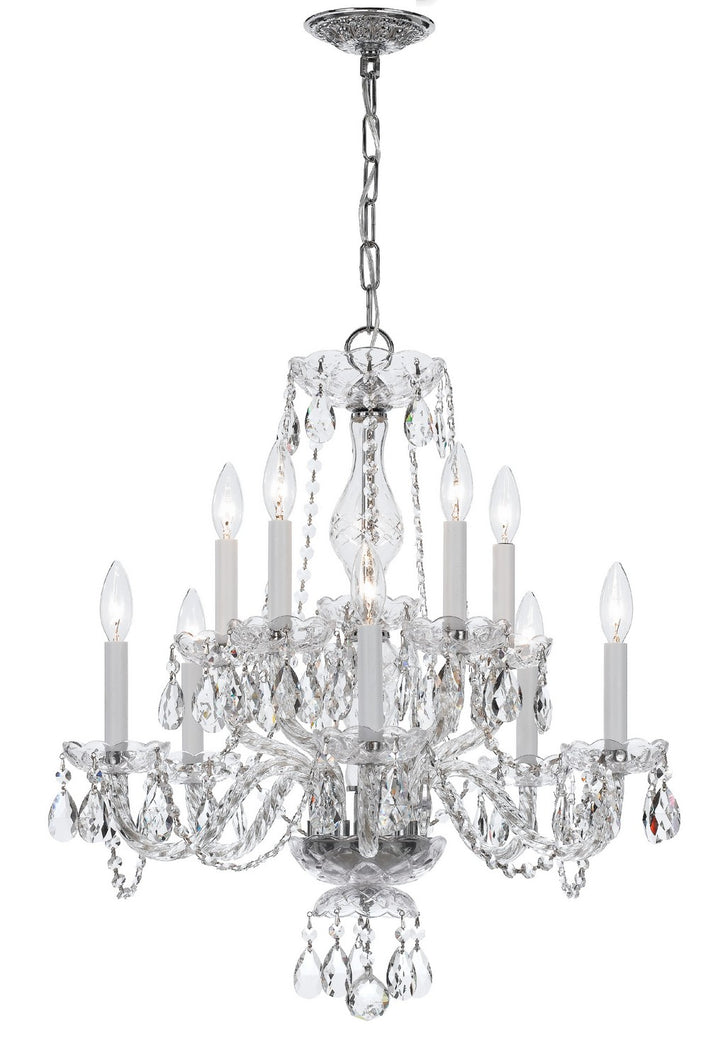 Traditional Crystal Ten Light Chandelier in Polished Chrome - available from The Lighting Shoppe, trusted by Canadian homeowners