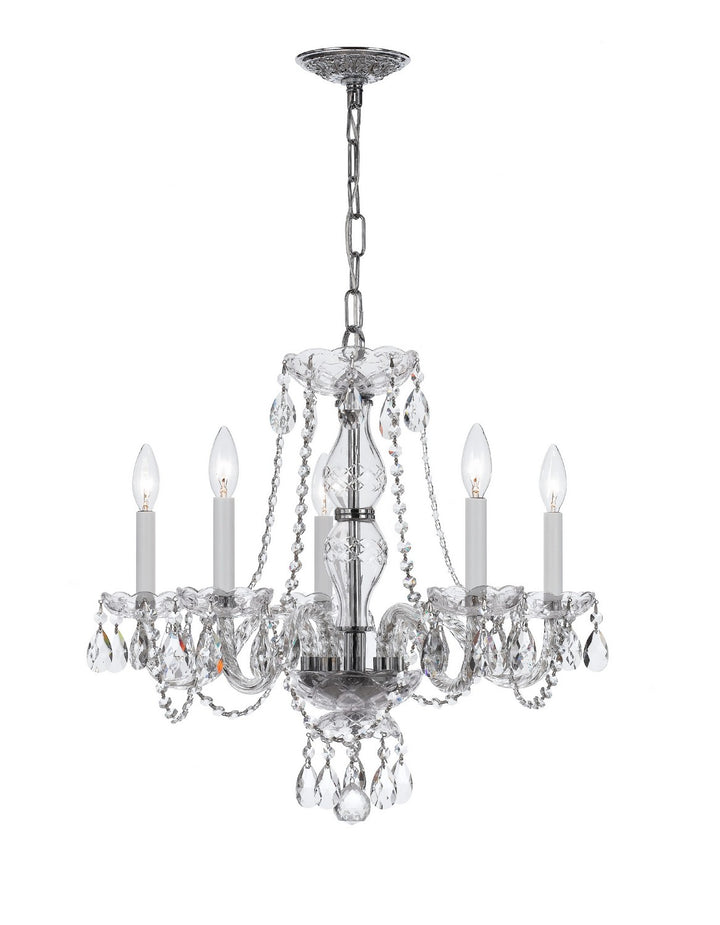 Traditional Crystal Five Light Chandelier in Polished Chrome - available from The Lighting Shoppe, trusted by Canadian homeowners