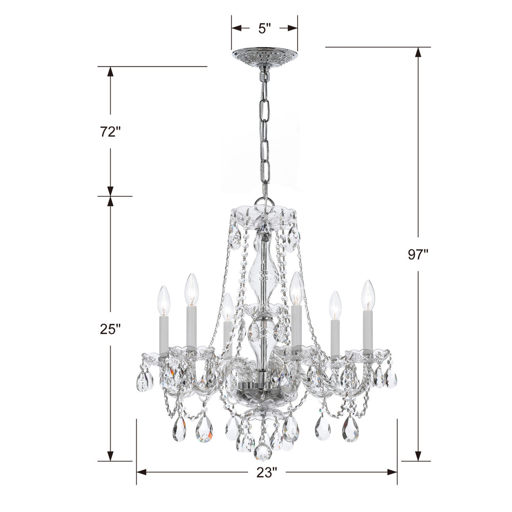 Crystorama - 5086-CH-CL-SAQ - Six Light Chandelier - Traditional Crystal - Polished Chrome