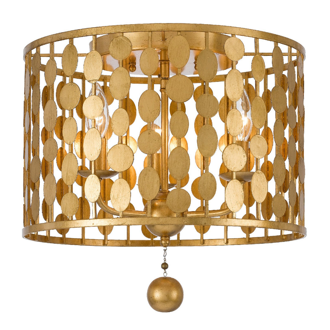 Layla Three Light Flush Mount in Antique Gold - available from The Lighting Shoppe, trusted by Canadian homeowners