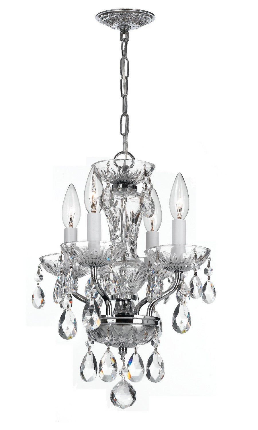 Traditional Crystal Four Light Mini Chandelier in Polished Chrome - available from The Lighting Shoppe, trusted by Canadian homeowners