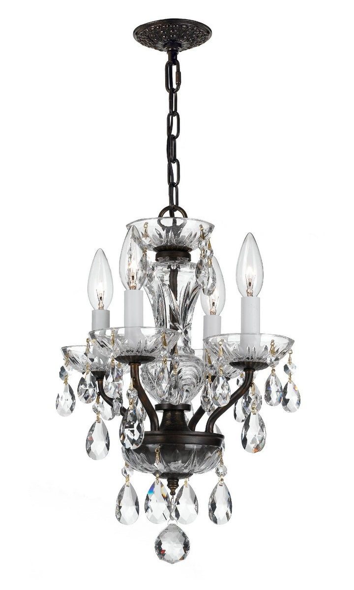 Traditional Crystal Four Light Mini Chandelier in English Bronze - available from The Lighting Shoppe, trusted by Canadian homeowners