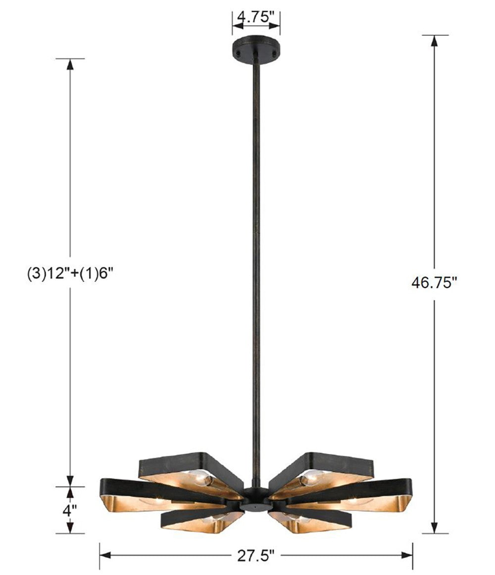 Crystorama - 596-EB-GA - Six Light Chandelier - Luna - English Bronze + Antique Gold