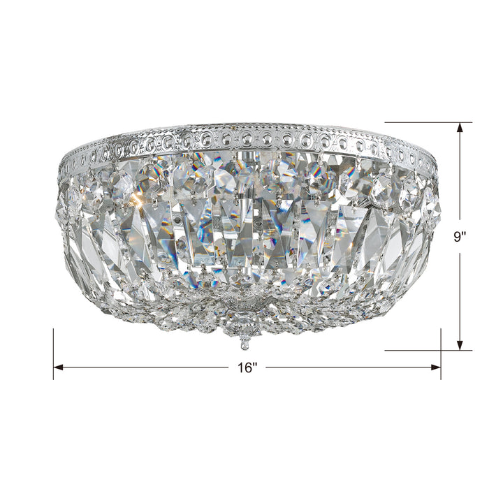 Crystorama - 716-CH-CL-SAQ - Three Light Flush Mount - Waltham - Polished Chrome