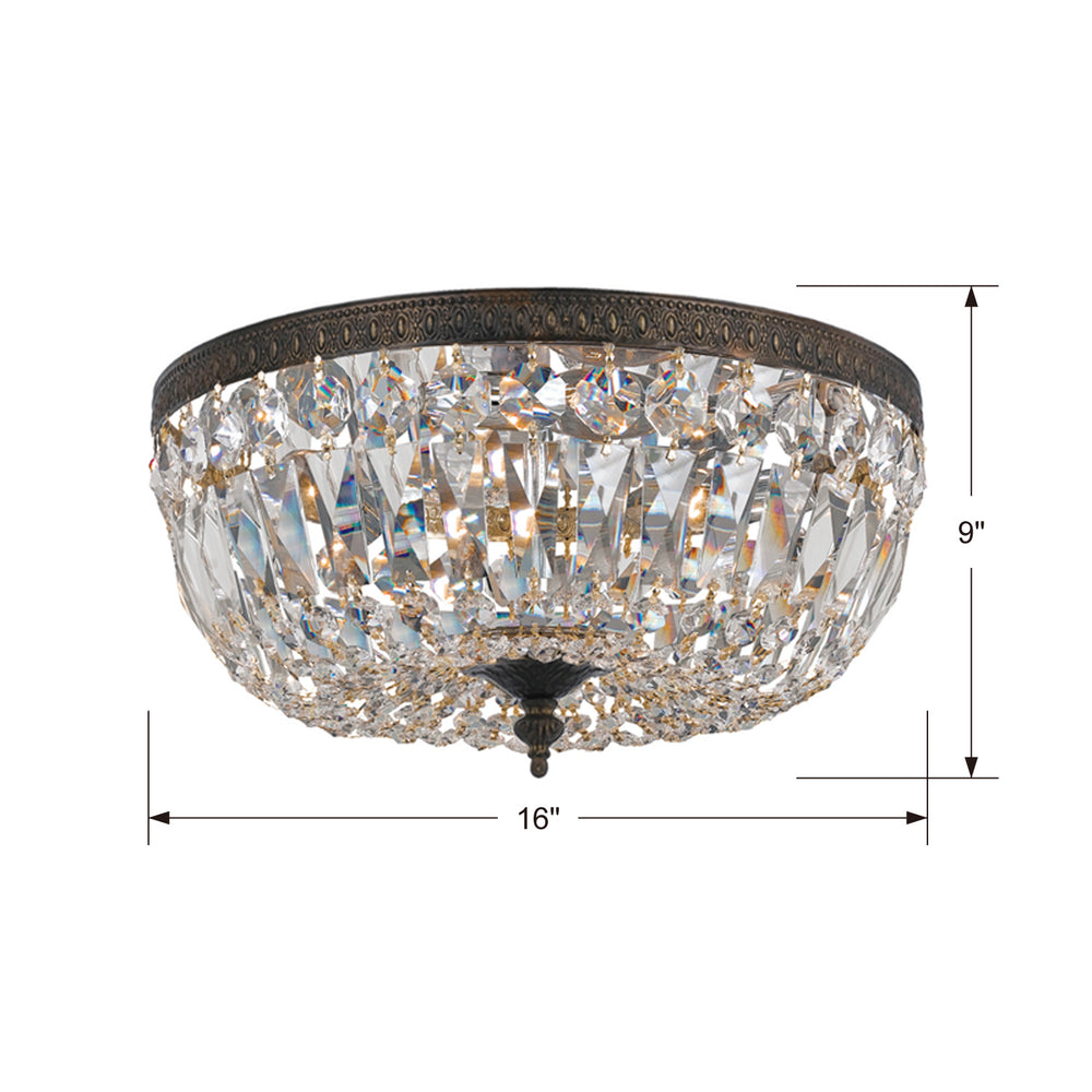 Crystorama - 716-EB-CL-SAQ - Three Light Flush Mount - Waltham - English Bronze