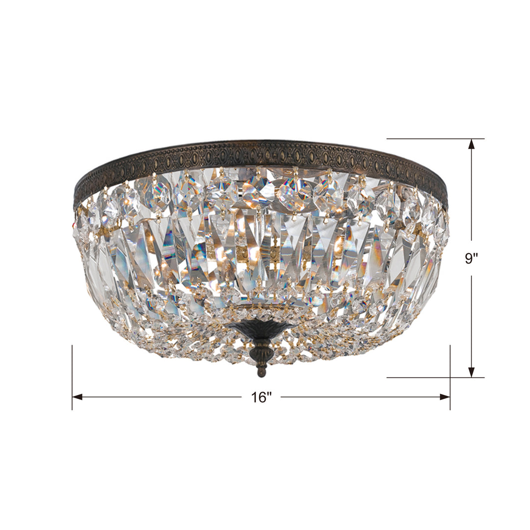 Crystorama - 716-EB-CL-SAQ - Three Light Flush Mount - Waltham - English Bronze