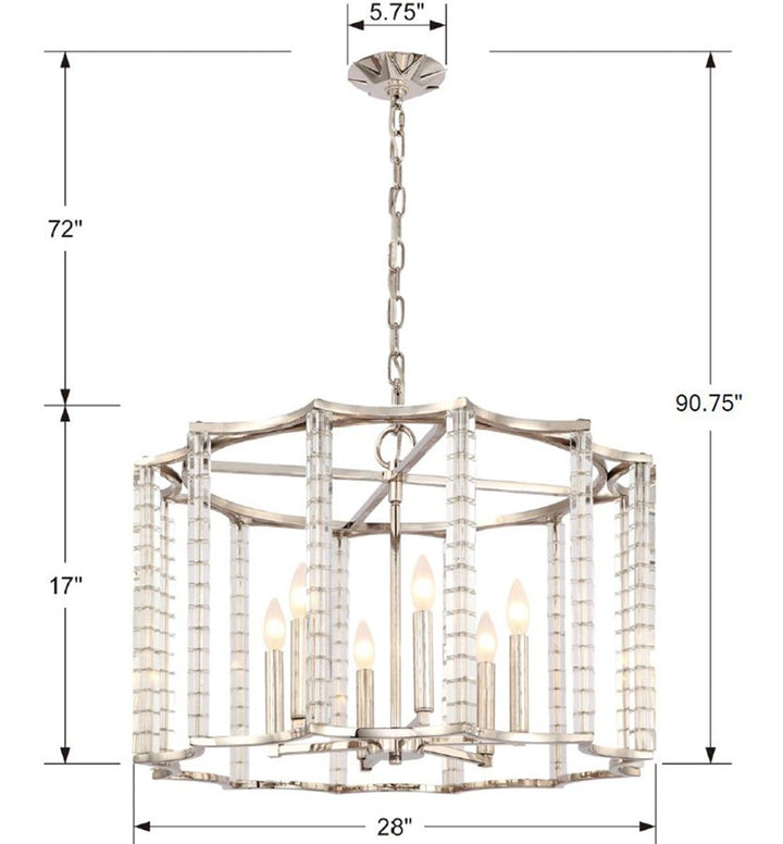 Crystorama - 8856-PN - Six Light Chandelier - Carson - Polished Nickel