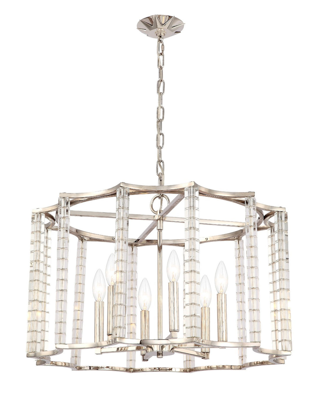 Carson Six Light Chandelier in Polished Nickel - available from The Lighting Shoppe, trusted by Canadian homeowners