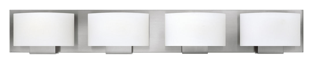 Mila Four Light Vanity in Brushed Nickel - available from The Lighting Shoppe, trusted by Canadian homeowners
