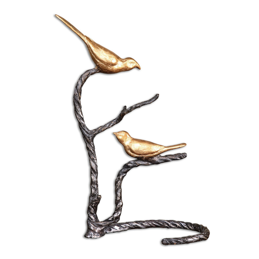 Birds On A Limb Sculpture in Wrought Iron - available from The Lighting Shoppe, trusted by Canadian homeowners