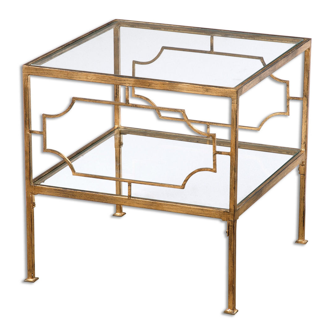 Genell Cube Table in Gold Leafed Iron - available from The Lighting Shoppe, trusted by Canadian homeowners