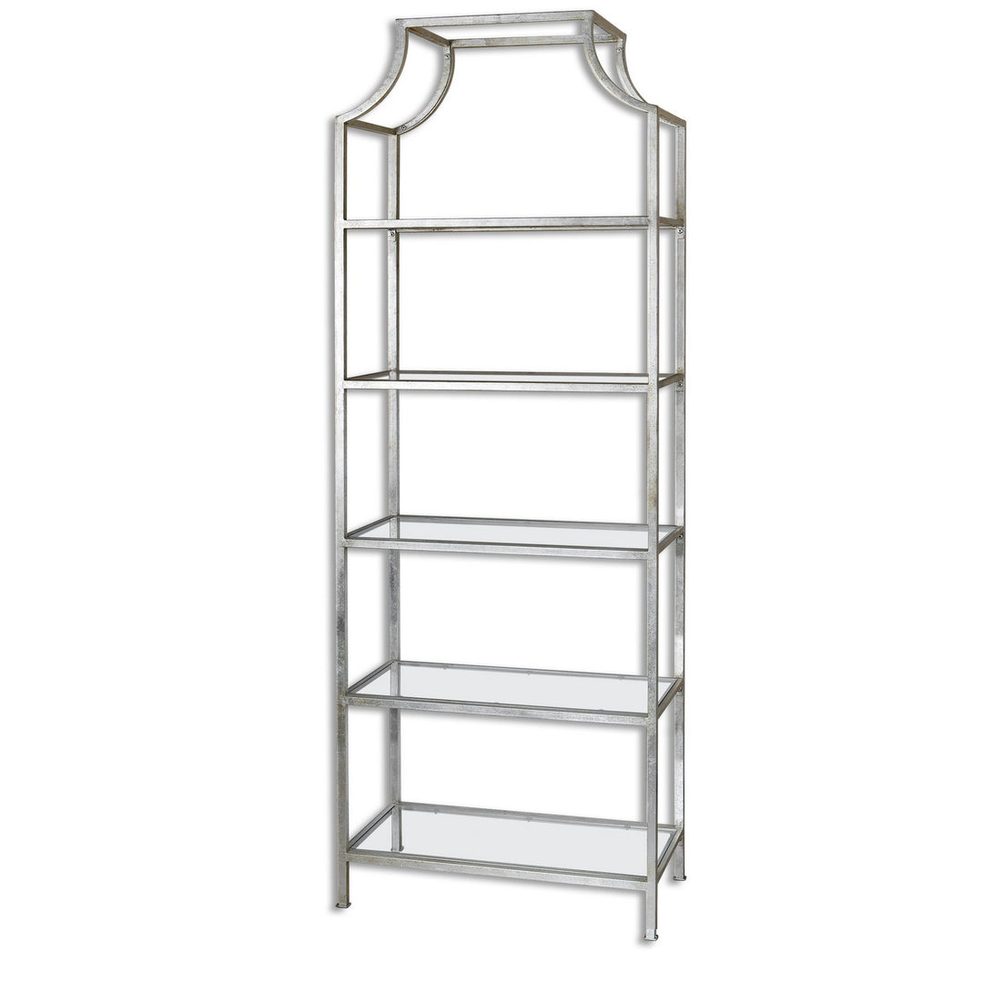 Aurelie Etagere in Silver Leafed Iron w/ Clear - available from The Lighting Shoppe, trusted by Canadian homeowners