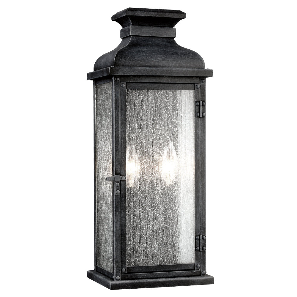 Pediment Two Light Lantern in Dark Weathered Zinc - available from The Lighting Shoppe, trusted by Canadian homeowners