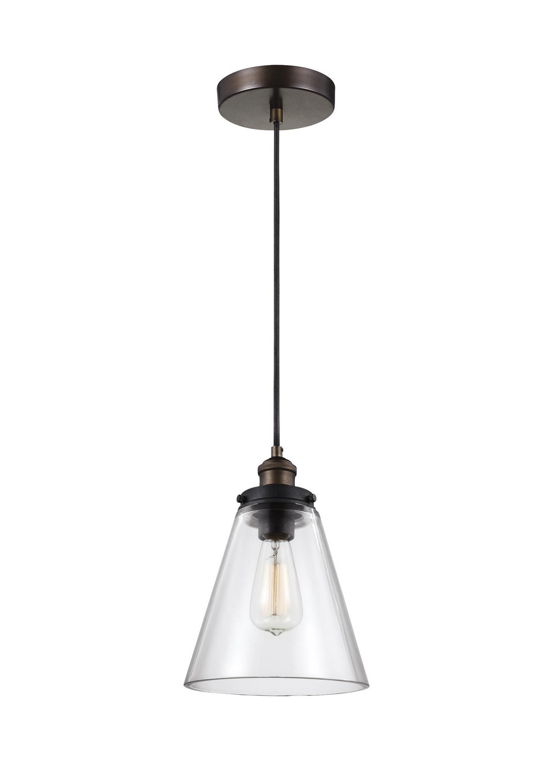 Baskin One Light Pendant in Painted Aged Brass / Dark Weathered Zinc - available from The Lighting Shoppe, trusted by Canadian homeowners