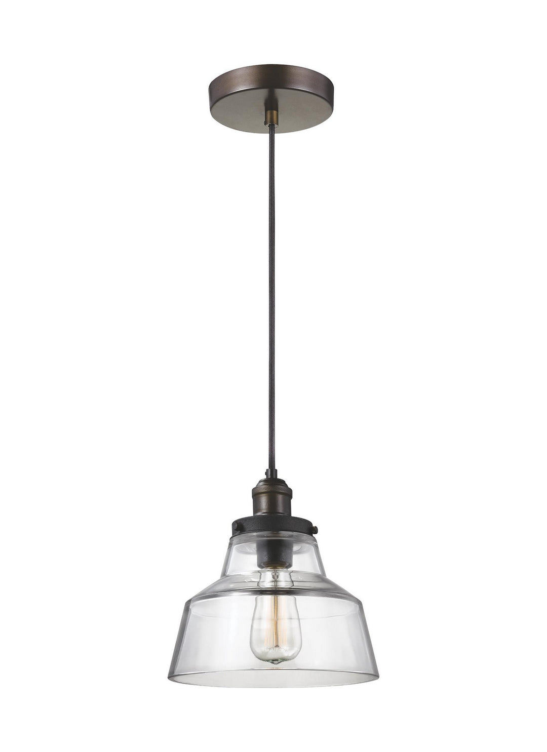 Baskin One Light Pendant in Painted Aged Brass / Dark Weathered Zinc - available from The Lighting Shoppe, trusted by Canadian homeowners