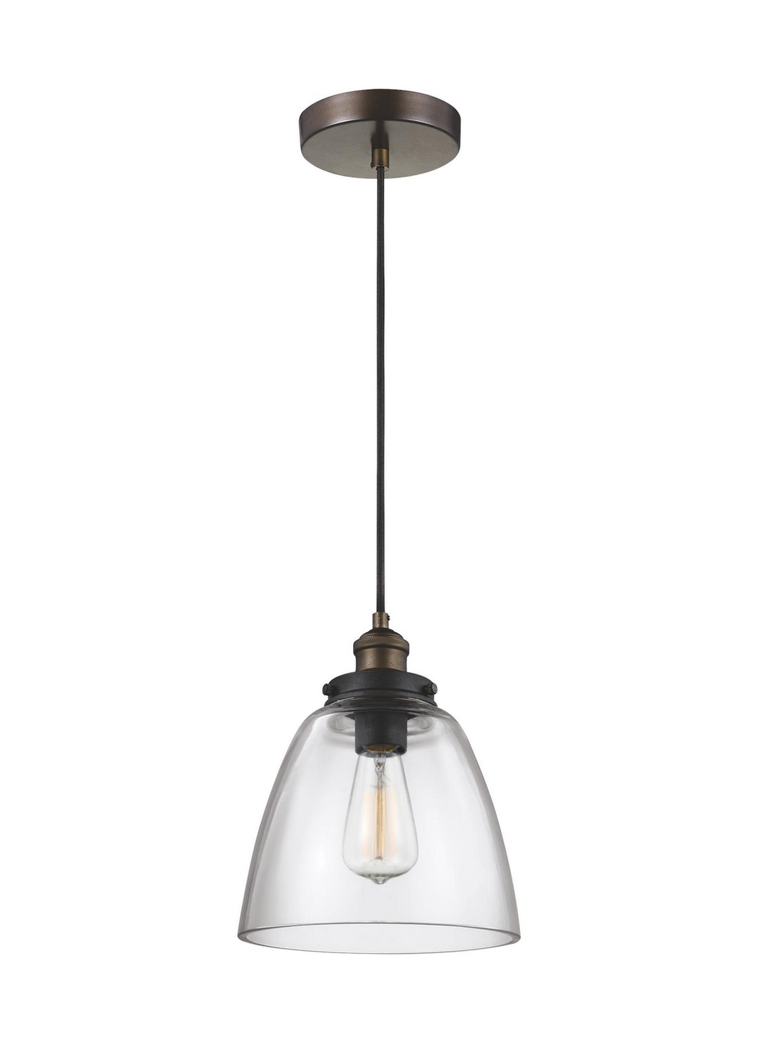 Baskin One Light Pendant in Painted Aged Brass / Dark Weathered Zinc - available from The Lighting Shoppe, trusted by Canadian homeowners