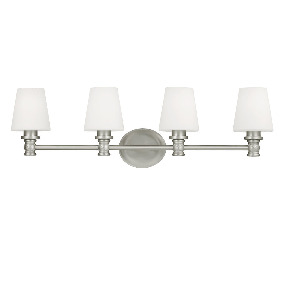 Xavierre Four Light Vanity in Satin Nickel - available from The Lighting Shoppe, trusted by Canadian homeowners
