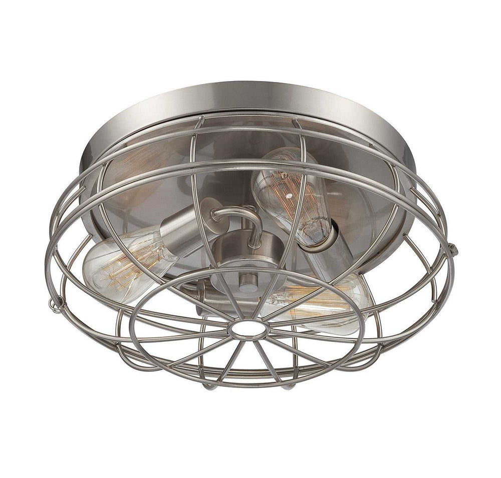Scout Three Light Flush Mount in Satin Nickel Savoy House