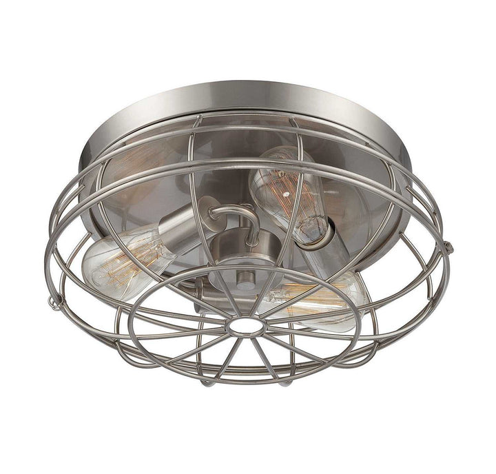 Scout Three Light Flush Mount in Satin Nickel Savoy House