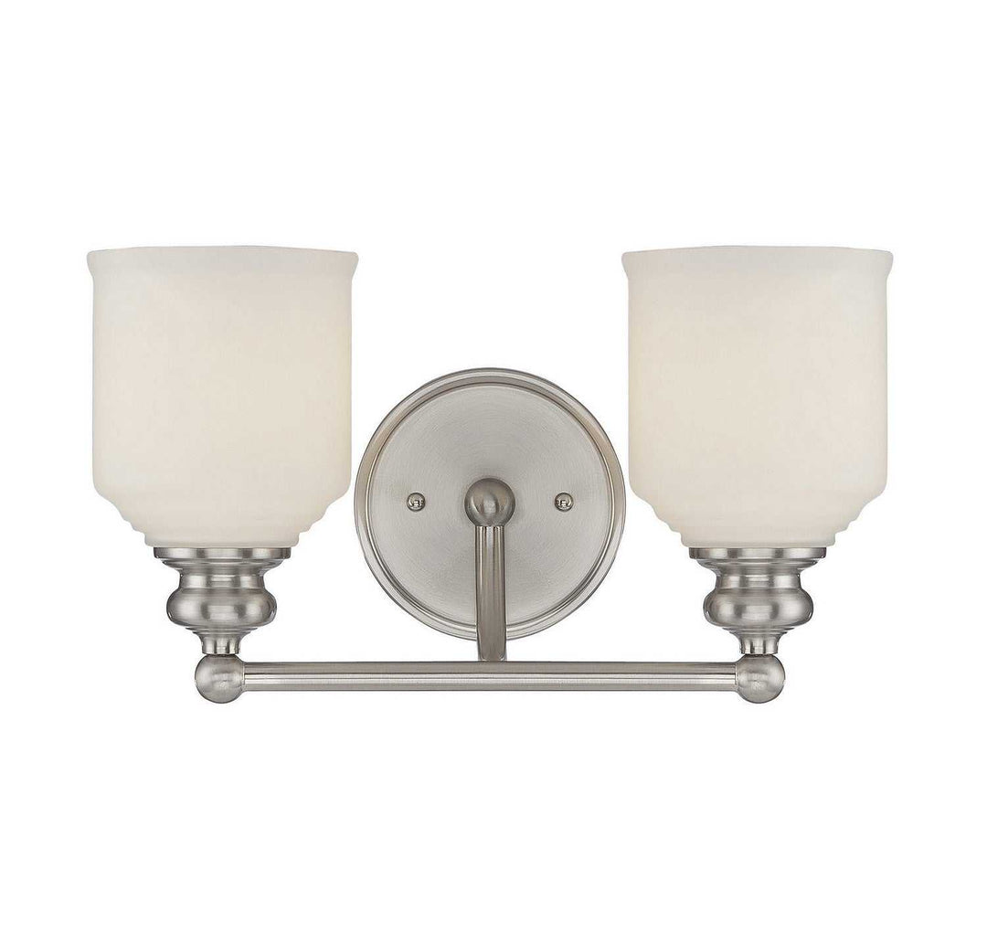Melrose Two Light Bath Bar in Satin Nickel Savoy House