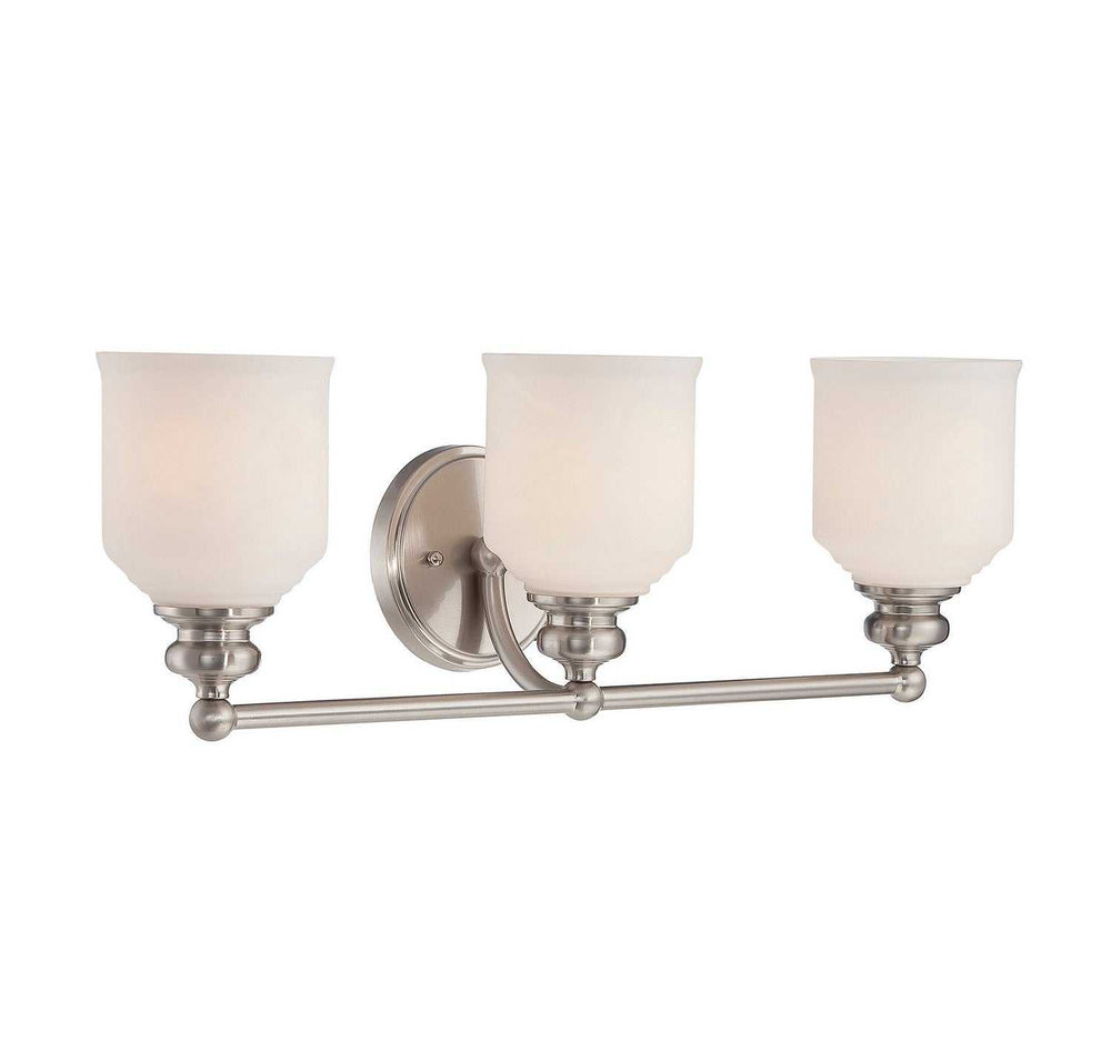 Melrose Three Light Bath Bar in Satin Nickel Savoy House