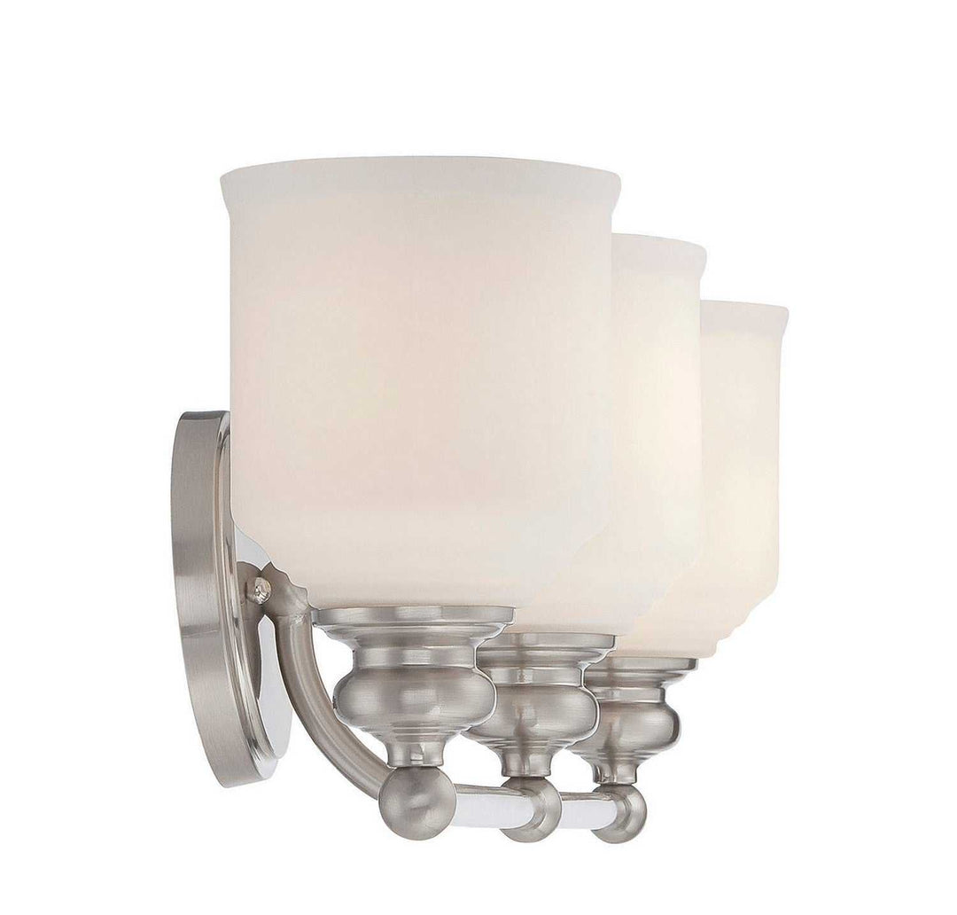 Melrose Three Light Bath Bar in Satin Nickel Savoy House