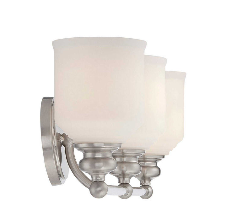 Melrose Three Light Bath Bar in Satin Nickel Savoy House