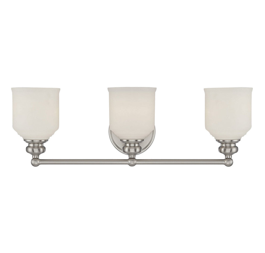 Melrose Three Light Bath Bar in Satin Nickel Savoy House