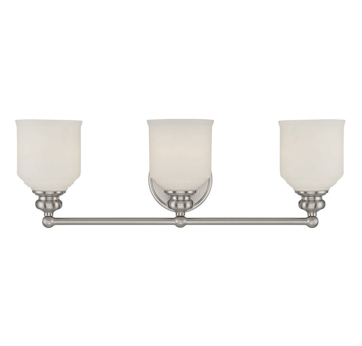 Melrose Three Light Bath Bar in Satin Nickel Savoy House